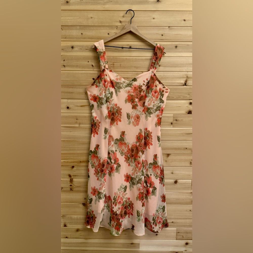 Dress Barn Floral Midi Dress - Pink and Green